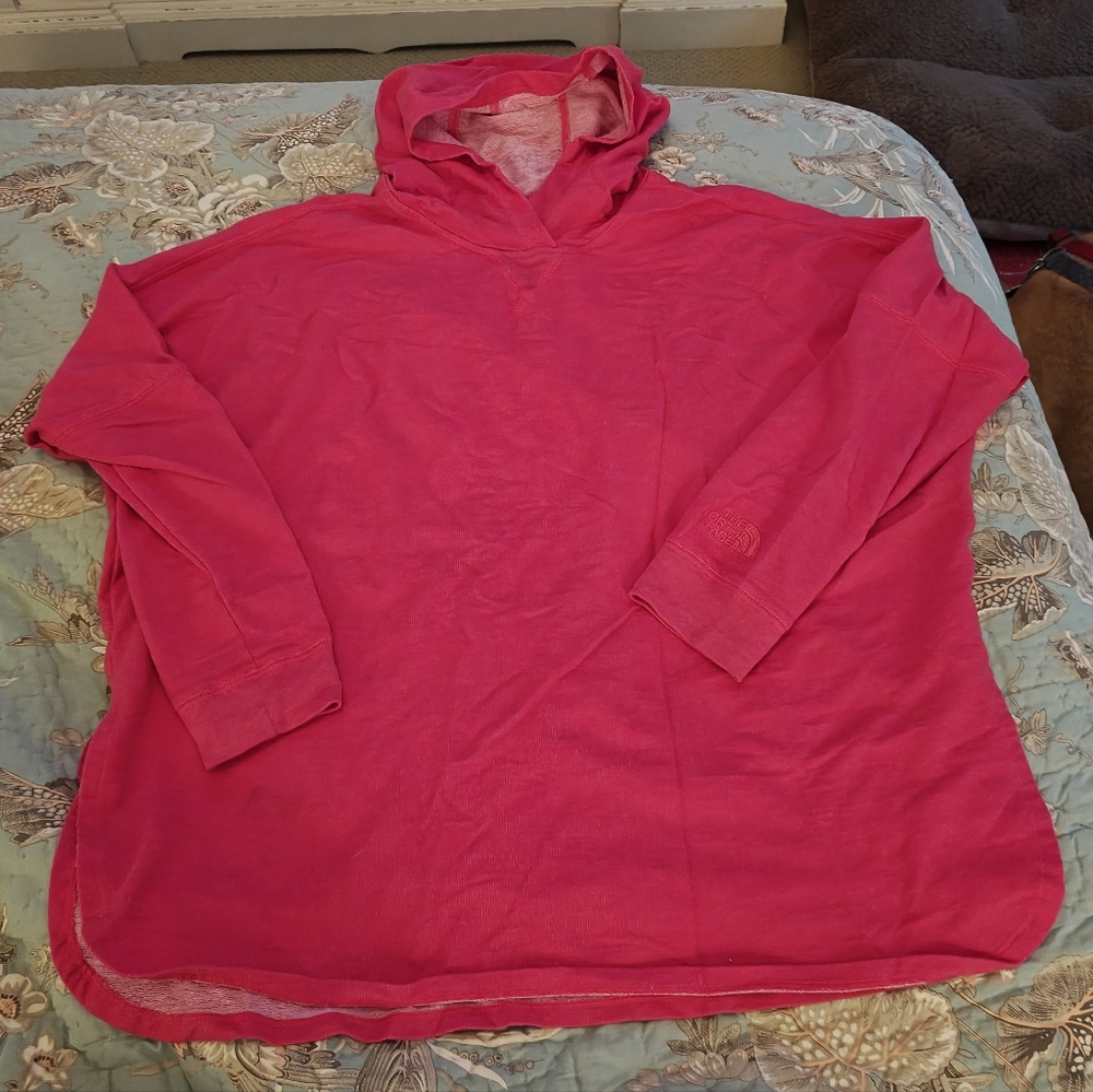 Pink The North Face Lightweight Hoodie, Slit Sides, Oversized, Size Small